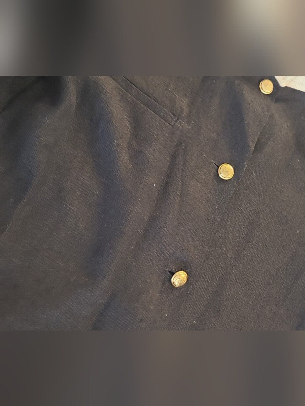 Valentino Miss Vintage Midi Shirt Dress Black with Cream Trim Gold Buttons, M - Picture 12 of 12